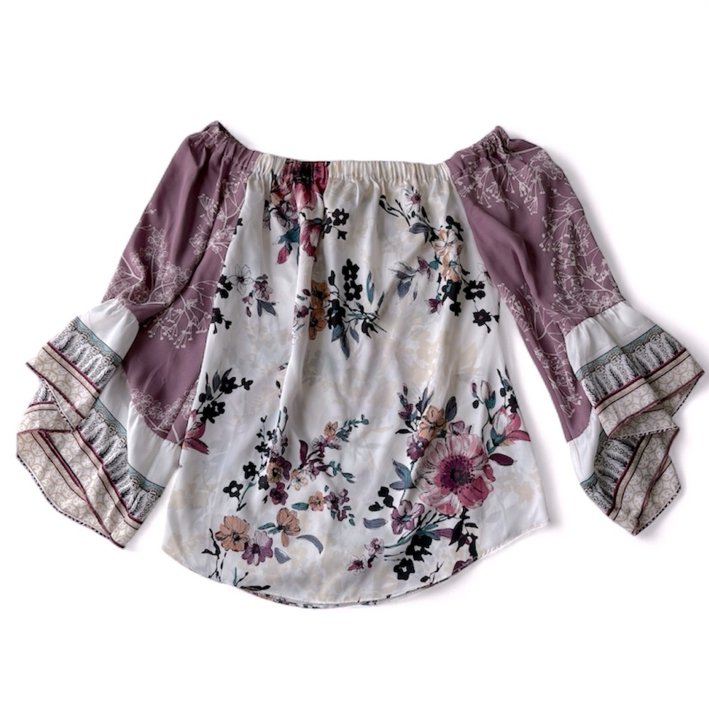 White House Black Market Floral Off The Shoulder Blouse - Picture 2 of 6